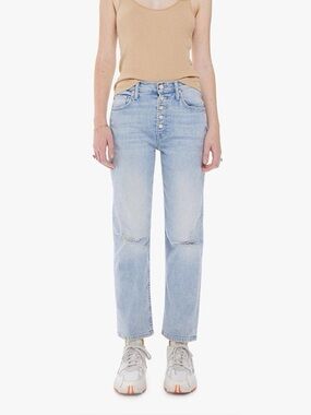MOTHER Light Wash High-Rise Straight Jeans
